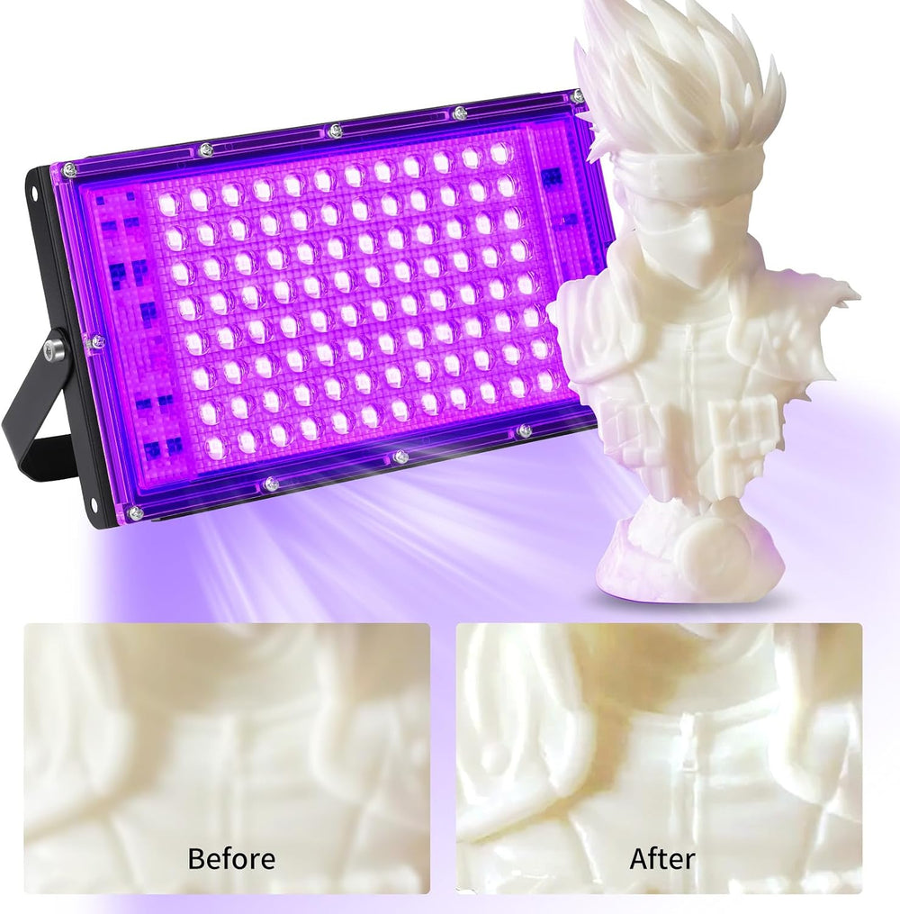 100W 3D Printer UV Resin Curing Light Kit with Dual-Power 360ยฐ Rotating Turnt...