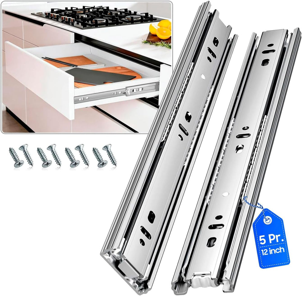 Drawer Slides Ball Bearing 3 Folds Full Extension Side Mount Cabinet Runners ...