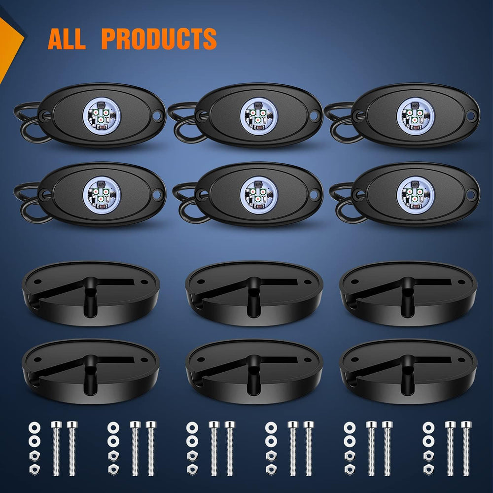 Nilight LED Rock Light 6PCS Underglow Wheel Well Pods Waterproof Exterior Und...
