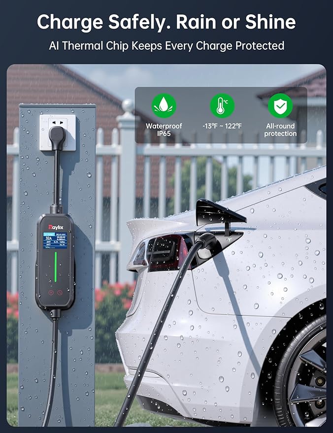 Raylix 32A Level 2 Fast Tesla Charger, 7.68KW Tesla Mobile/Home Charger