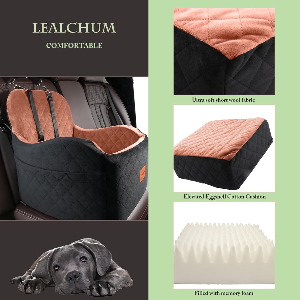 Lealchum Dog Booster Car Seat for S/M Dogs Up to 35lbs,Soft 6in Elevated Cush...