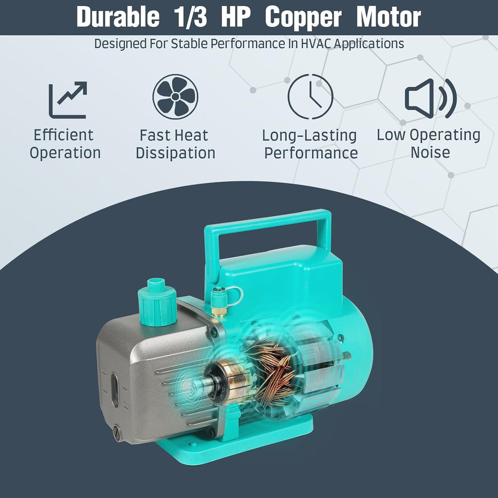 4.5CFM 1/3HP Vacuum Pump and 3-Way Aluminum AC Manifold Gauge Set for R134A R...