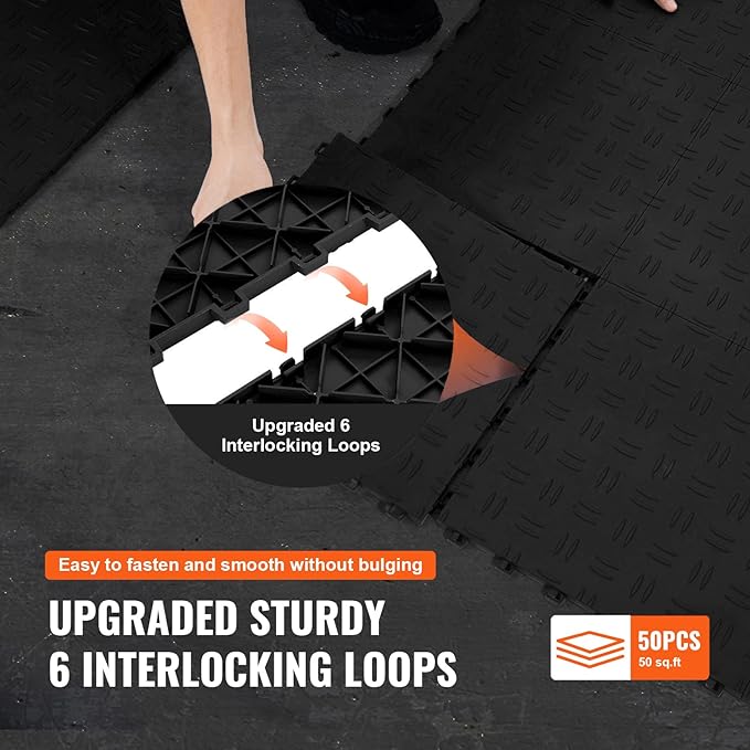 VEVOR Garage Tiles Interlocking, Non-Slip Double-Sided Texture Garage Floorin...