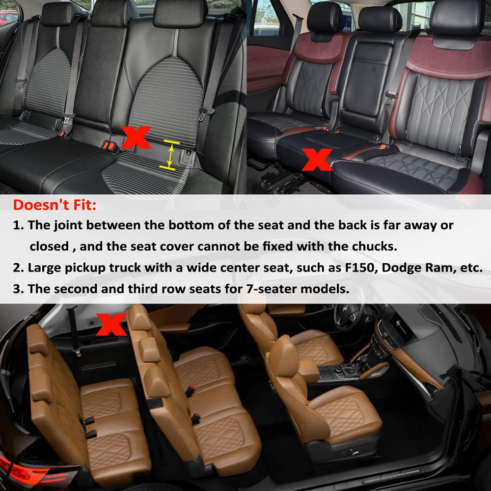 GIANT PANDA Premium PU Leather Rear Car Seat Cover Protector, Luxury Adjustab...