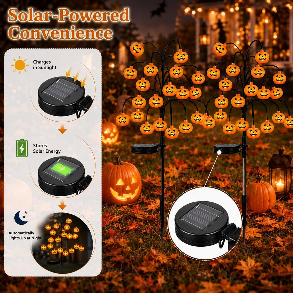 Halloween Pumpkin Lanterns, Solar Lights, Outdoor Pumpkin Tree Stake Lights