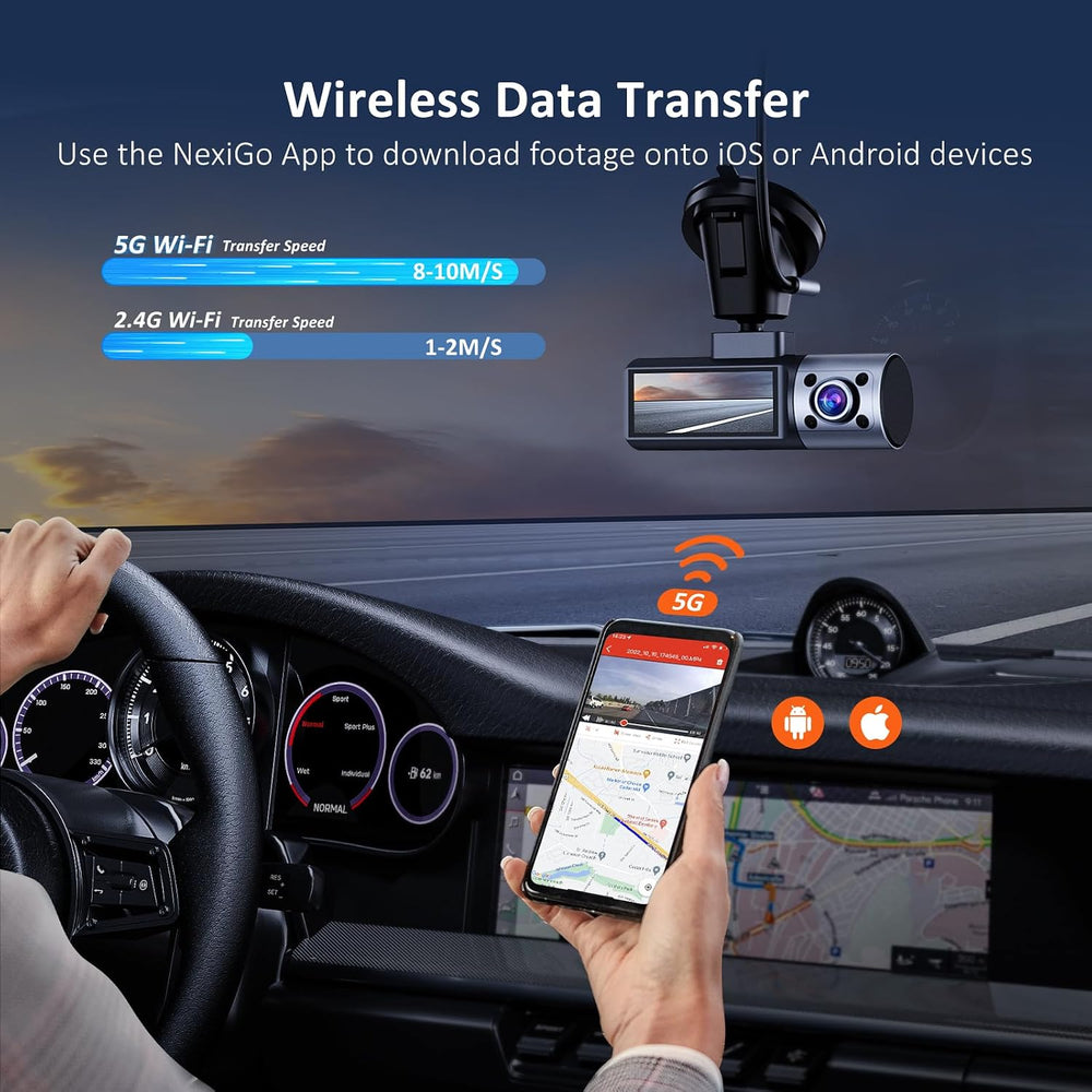 NexiGo 3 Channel Dash Cam with Rotatable Interior/Front Camera, Sony_Sensors,...