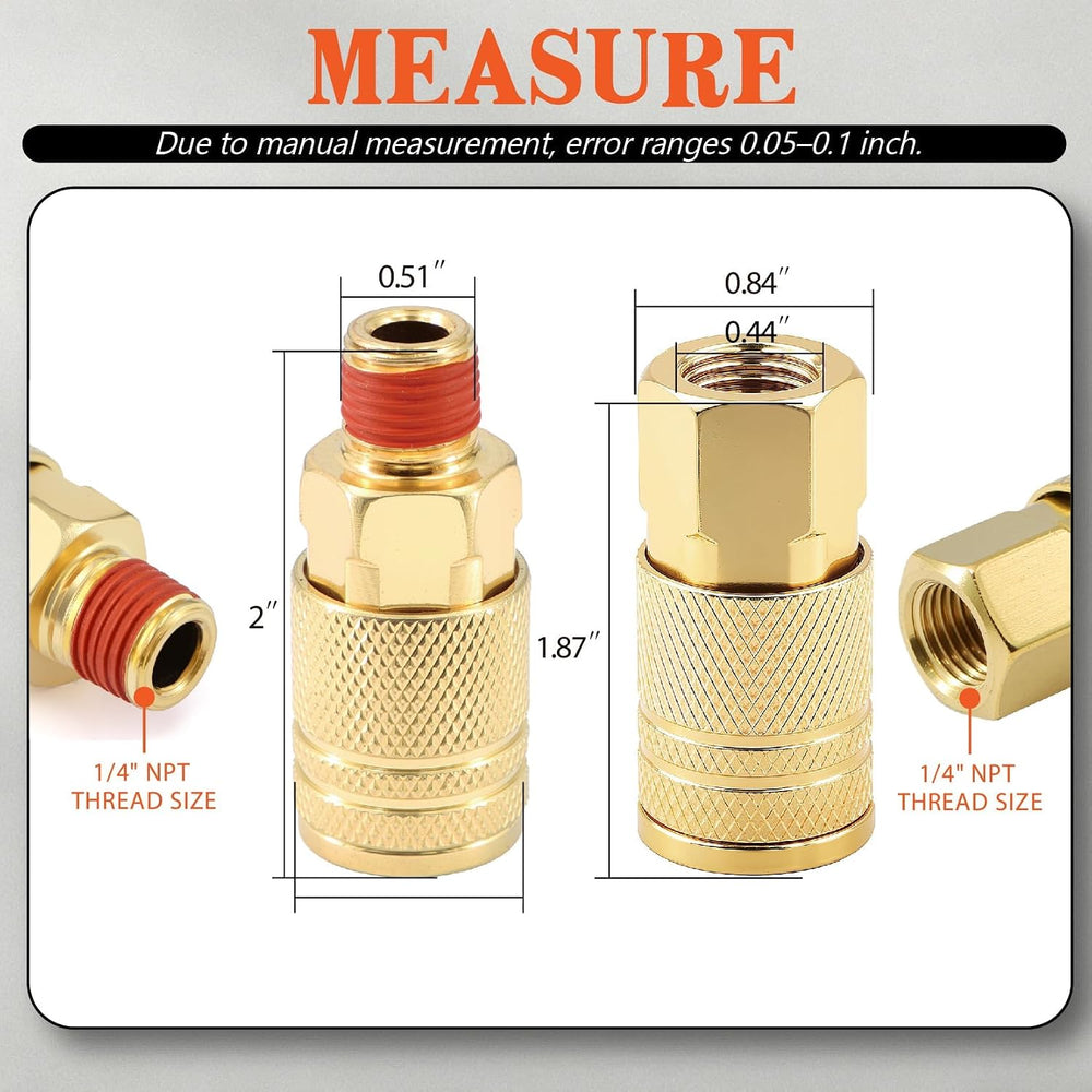 54 Pcs 1/4-inch NPT Air Hose Fittings Coupler Kit 360ยฐ Swivel Quick Connect