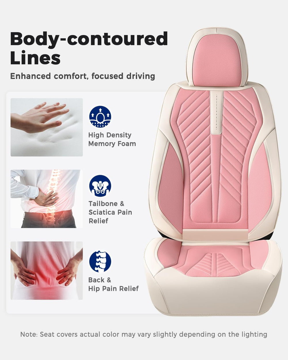 Huidasource Universal Fit Seat Covers for Most Cars SUV Trucks, Beige&Pink