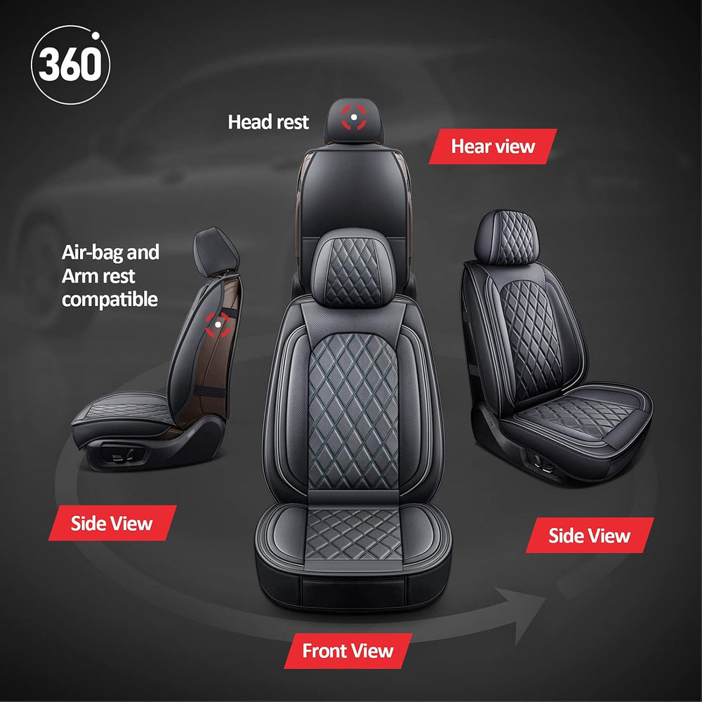 2PCS Front Car Seat Covers, Leather Seat Covers For Sedan, Truck,SUV