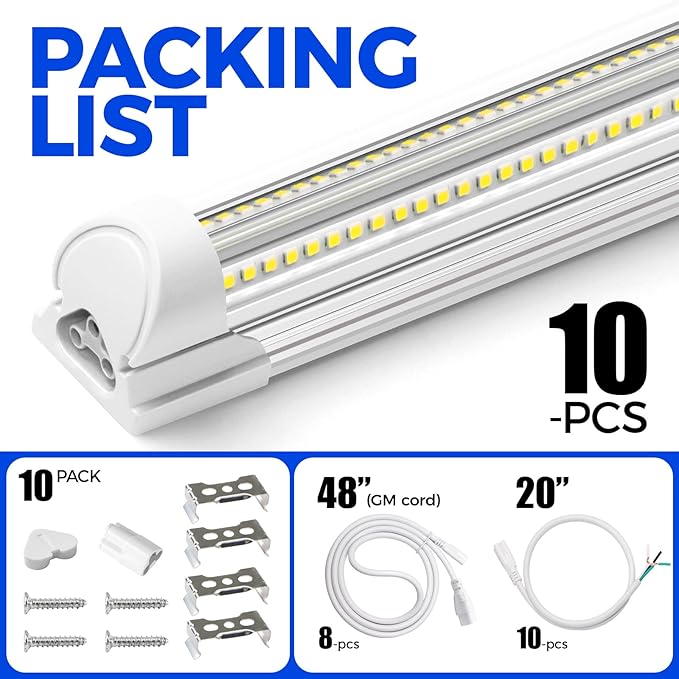 Barrina 8FT LED Shop Light, 100W 15000LM 6500K Super Bright White, Linkable T...