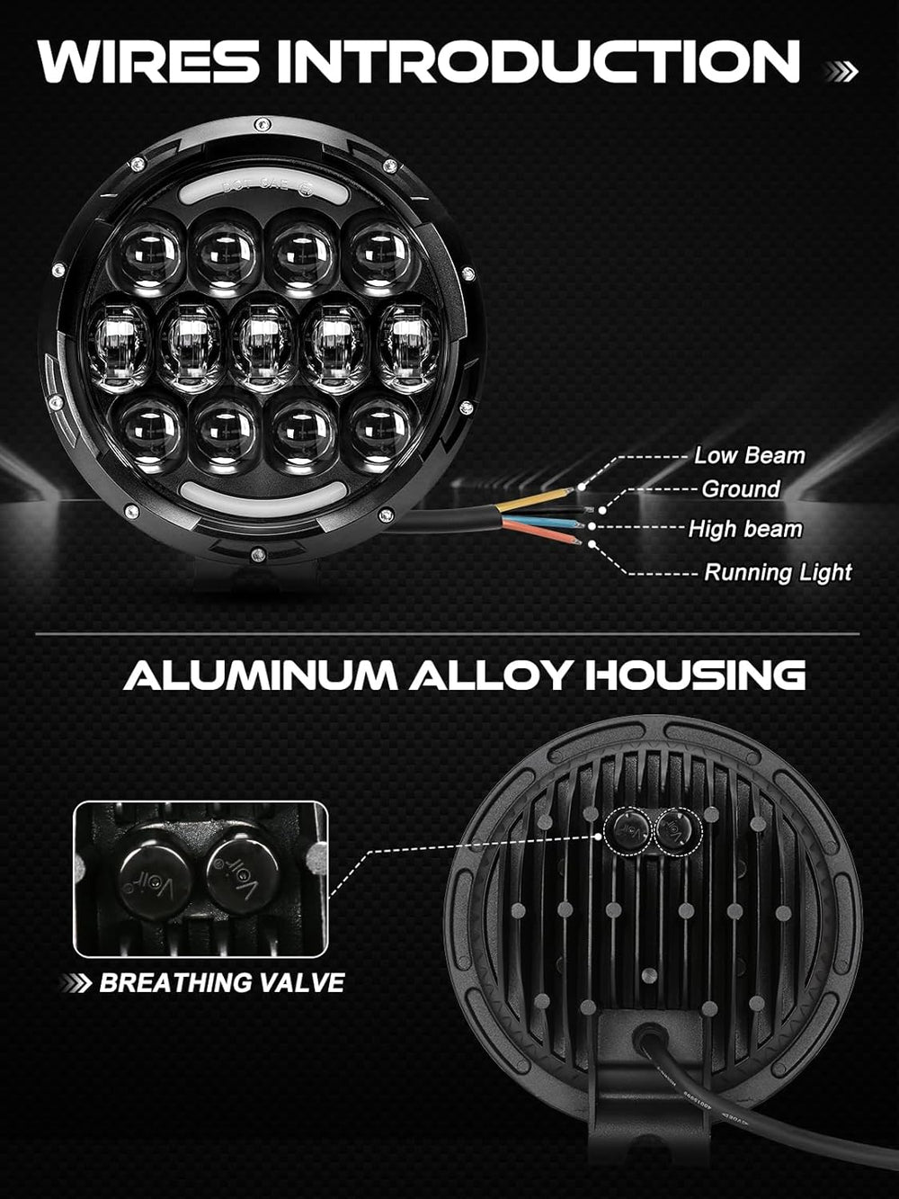 AUDEXEN LED Work Lights, 7 Inch 105W Round Spot LED Pods Light Bar High/Low B...