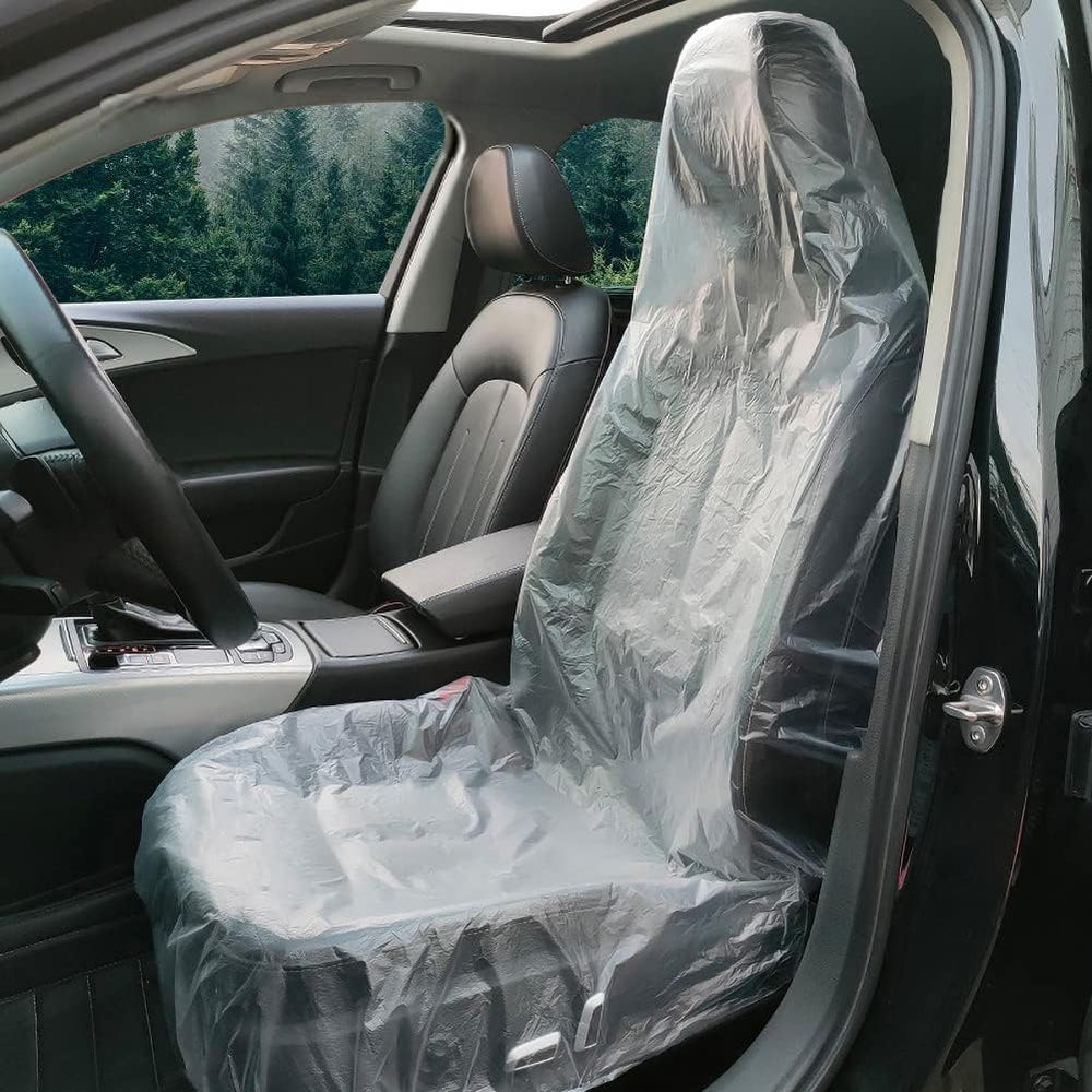 ICWEIMEI 100PCS Disposable Car Seat Covers Plastic Seat Covers for Cars Unive...
