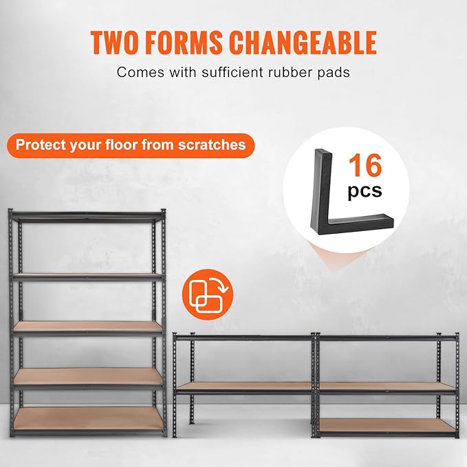 VEVOR Storage Shelving Unit, 5-Tier Adjustable Storage Shelves, Metal Shelves