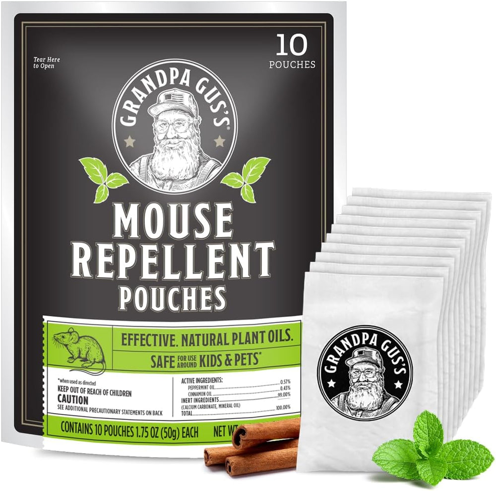 Grandpa Gus's Mouse Repellent Pouches, Peppermint & Cinnamon, Pack of 10
