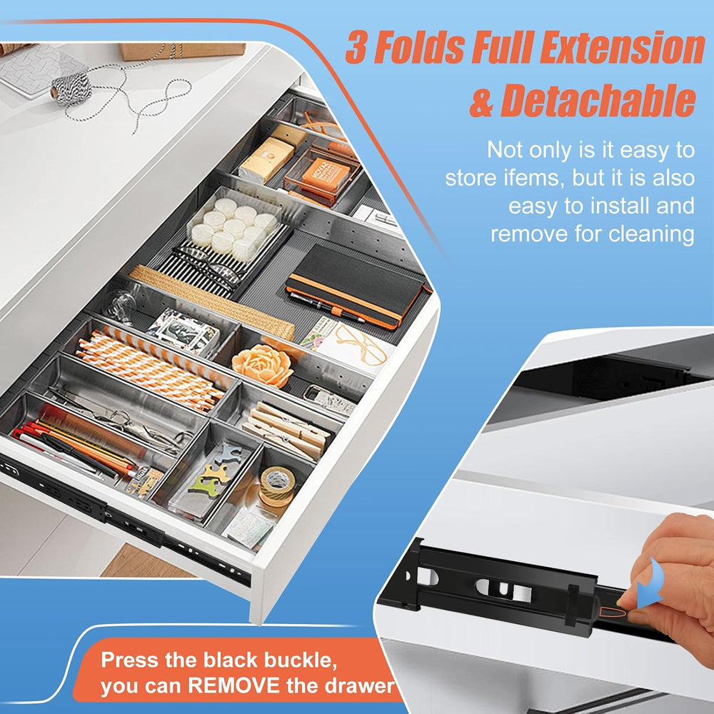Sulawskys 16 Inch Drawer Slides, 6 Pairs (12 Pcs) Full Extension Ball Bearing...