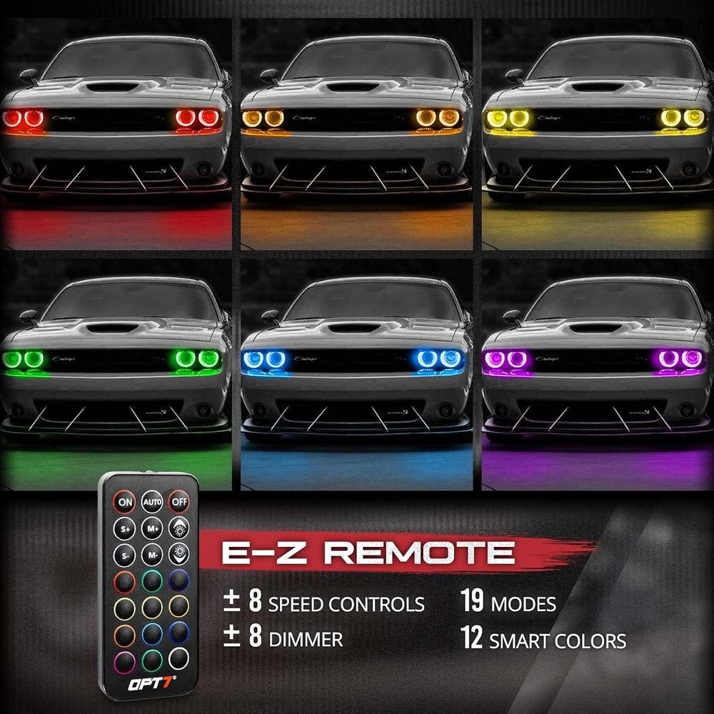 OPT7 Aura Halo Accent Lights for 2008-2023 Dodge Challenger with Remote Contr...