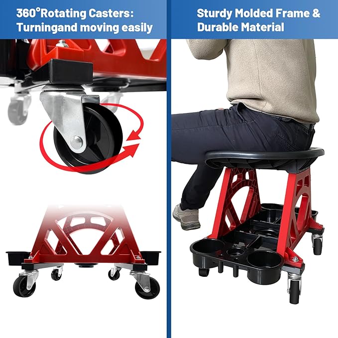 Durable Mechanic Seat with Wheels