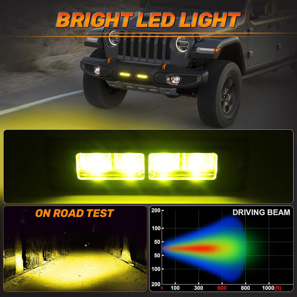 DERI 7 Inch Flush Mount LED Pods, 2PCS Amber 4000K Mount Bumper Fog Lights