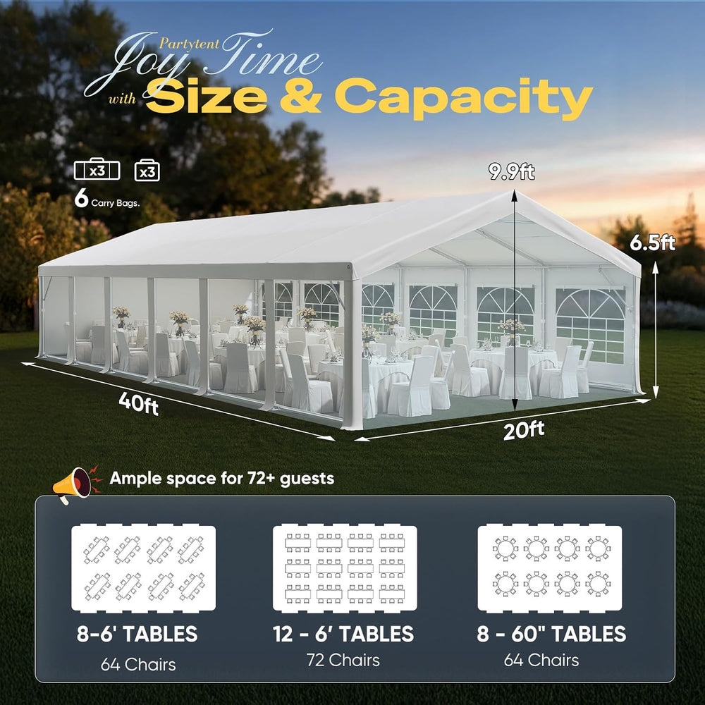 Quictent Premium 20x40 Reinforced Heavy Duty Party Tent with 6 Storage Bags