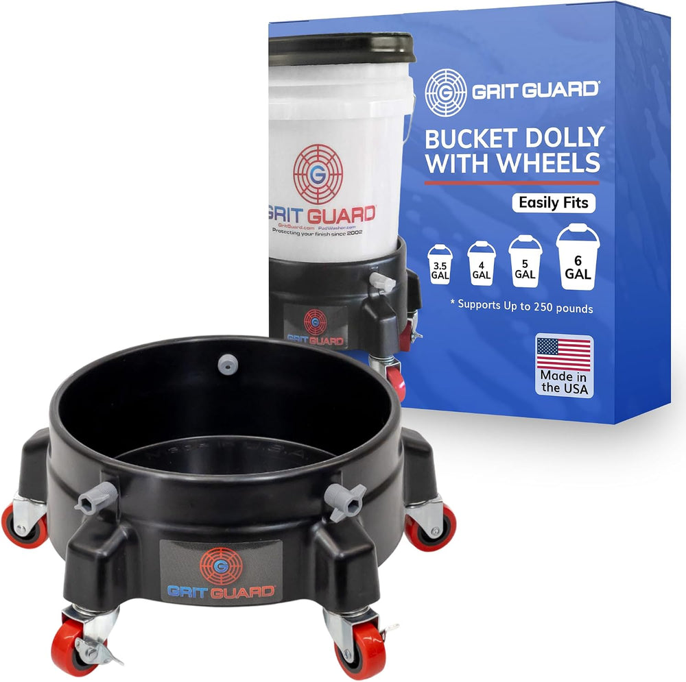 GRIT GUARD Bucket Dolly with Wheels - Rolling Detailing Wash Bucket with 5 Wh...
