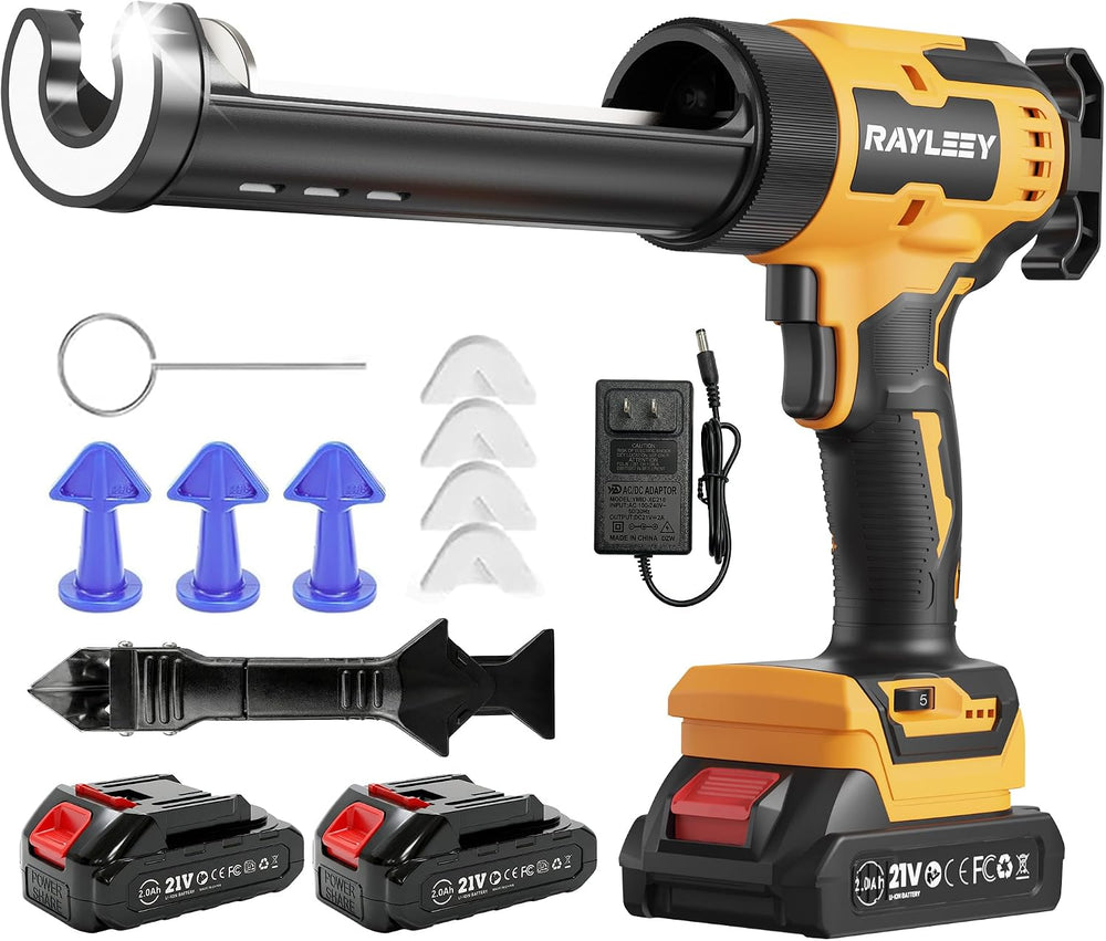 Electric Caulking Gun, Battery Powered Caulk Gun with 2 x 2000mAh Batteries, ...