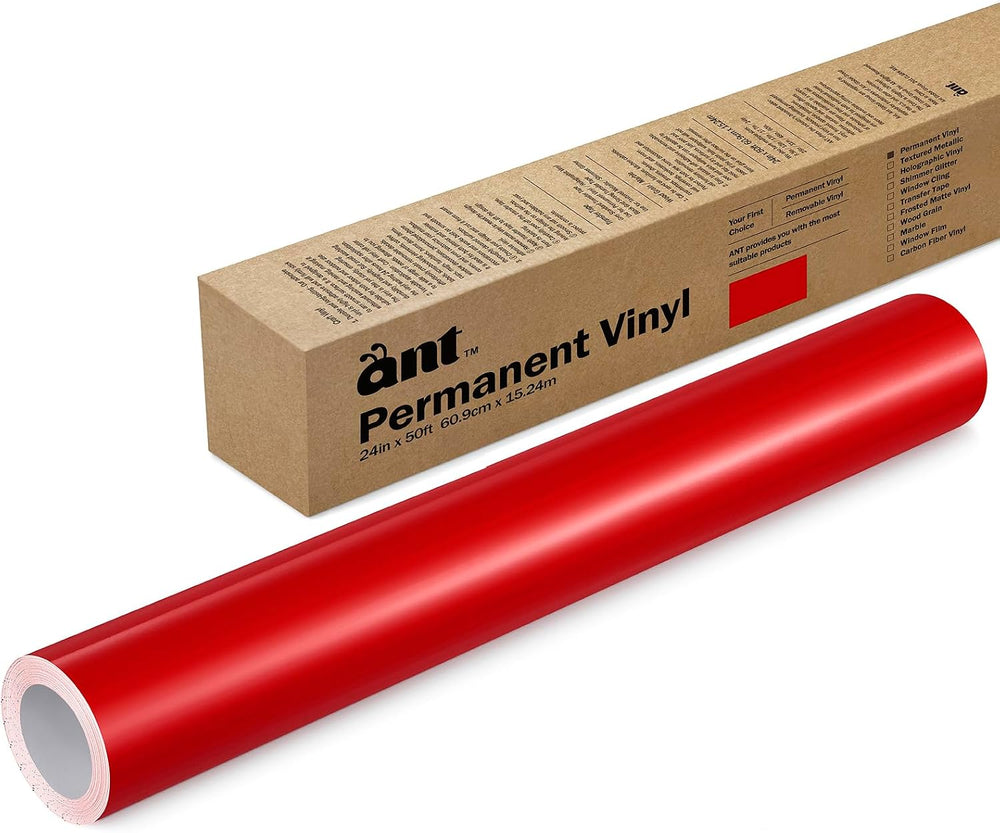 ANT Red, 24" x 50โ, Permanent Vinyl Roll, Adhesive Vinyl Roll, for DIY P...