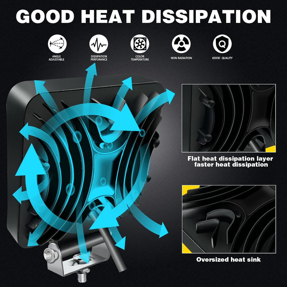 LED Tractor Work Lights,4 Inch LED Pods Lights 123W Square 12V 24V Spot Beam ...