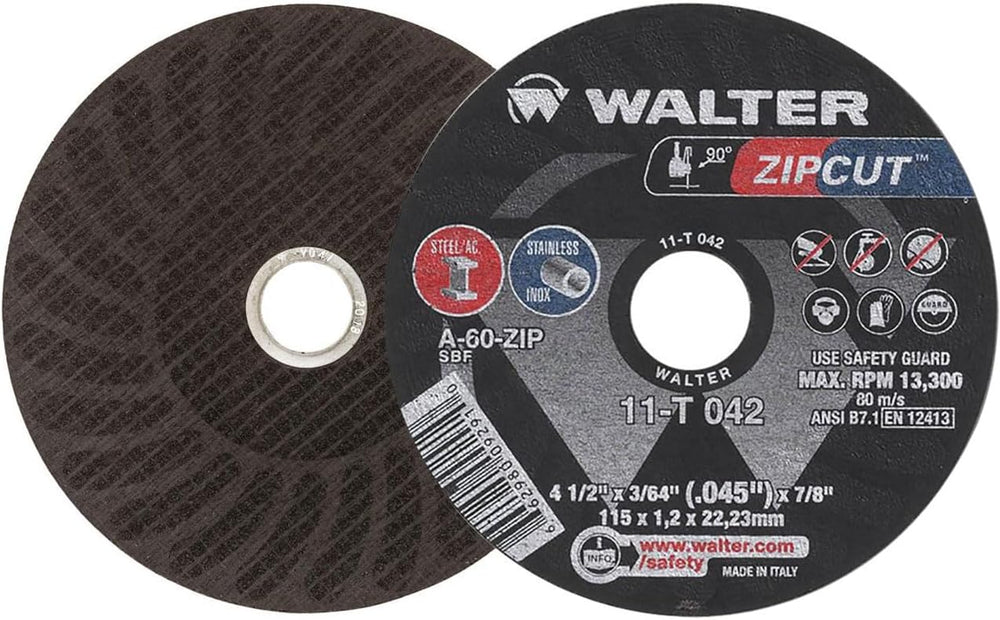 Walter Surface Technologies 11T042 ZIPCUT 4.5X3/64X7/8'' T1 CUT-OFF W...