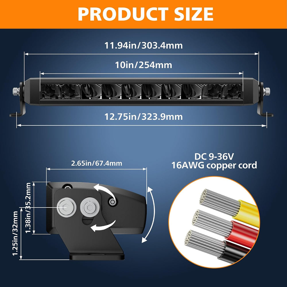White Amber LED Light Bar 12โ100W Slim Off Road Auxiliary Light