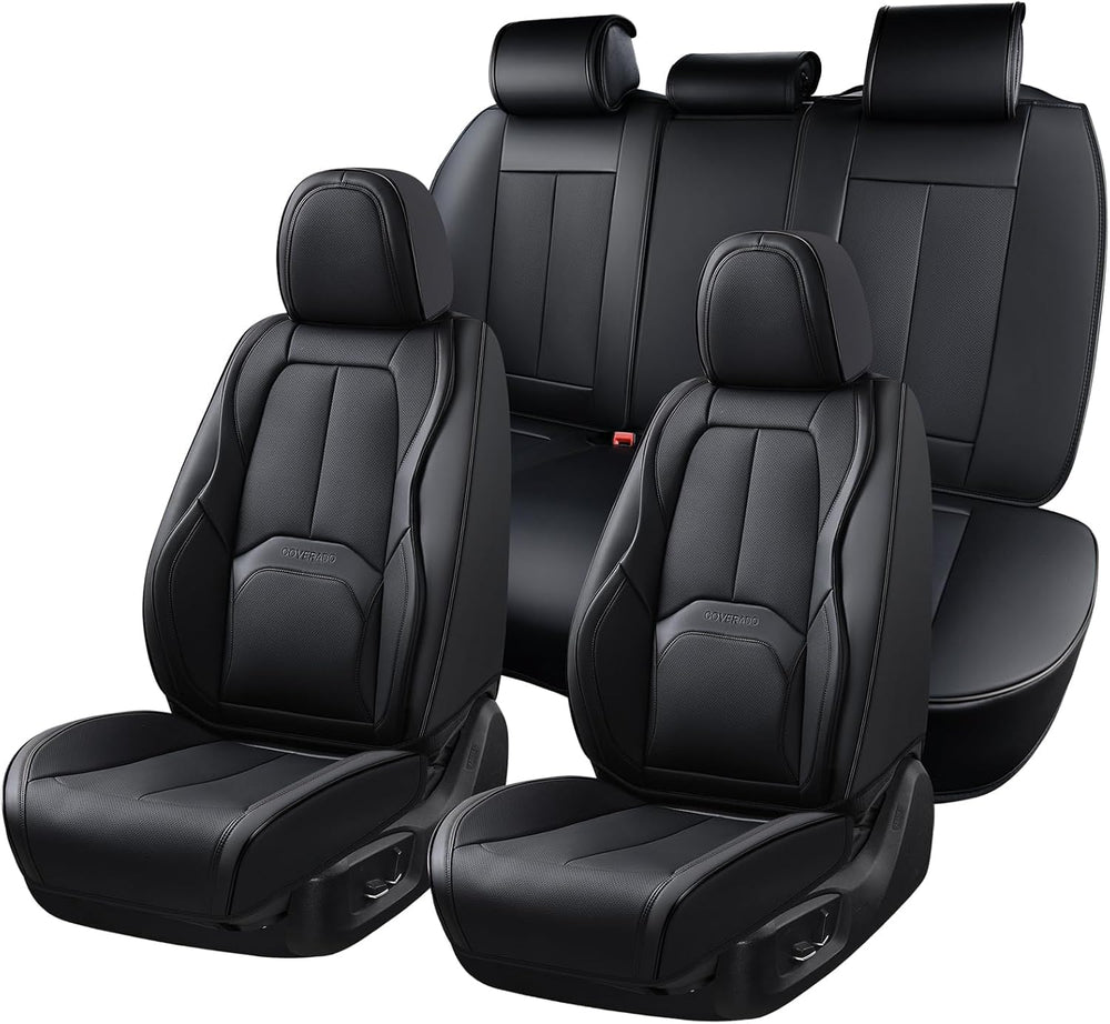 Coverado Car Seat Covers Full Set, Premium Nappa Leather Seat Covers for Car,...