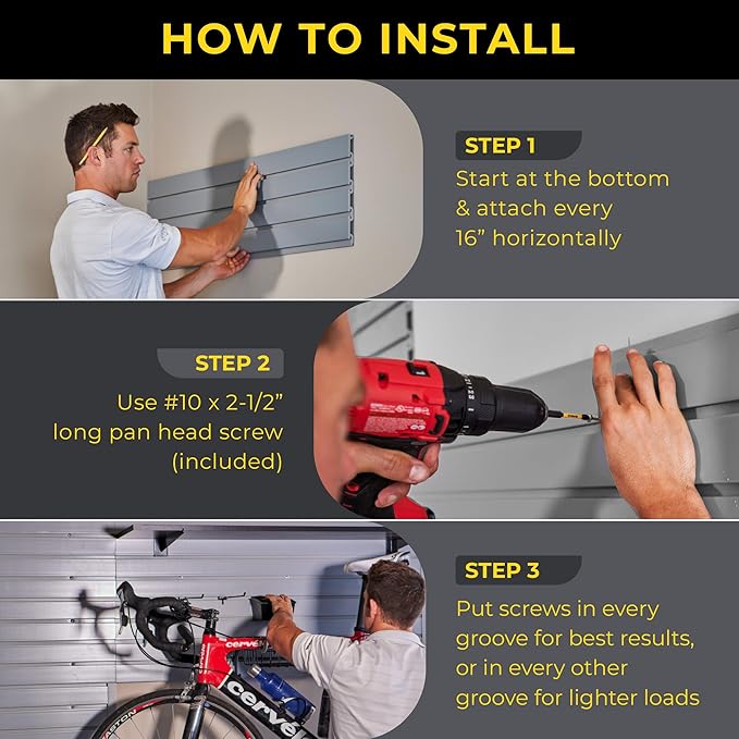 DLDIRECT Slatwall Panel Garage Wall Organizer: Heavy Duty Mounted PVC Rack