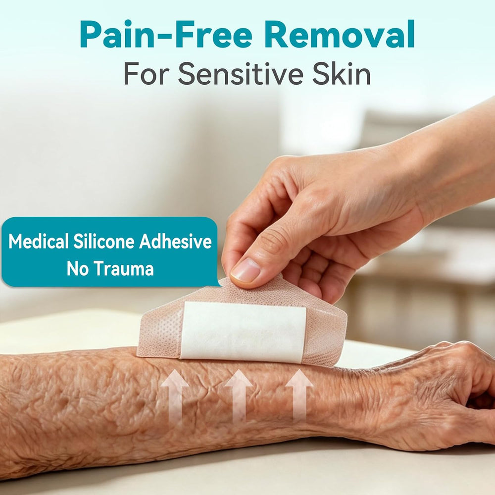 Dimora Silicone Foam Dressing 4"x4" for Wound Care Bed Sore Patches...