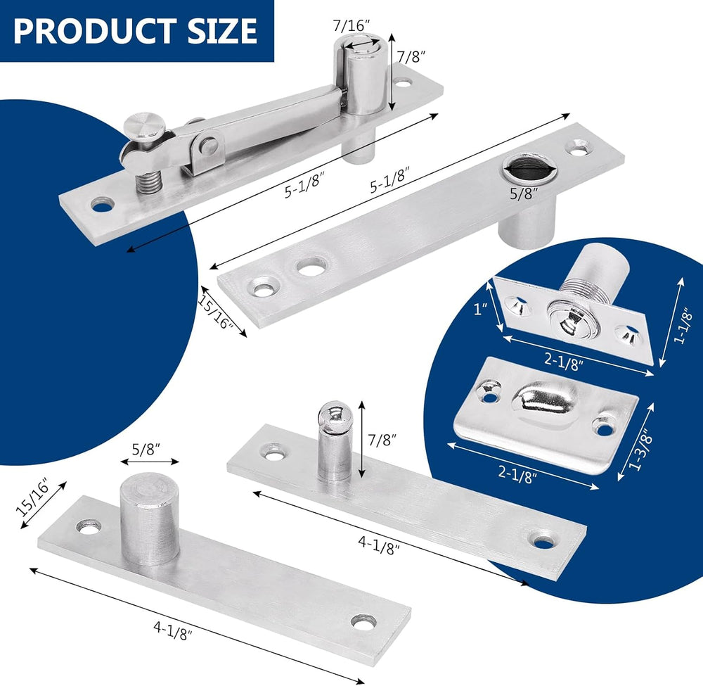 1 Pack | Heavy Duty Pivot Hinge Set with Door Ball Catch for Wood Door - HBL&...