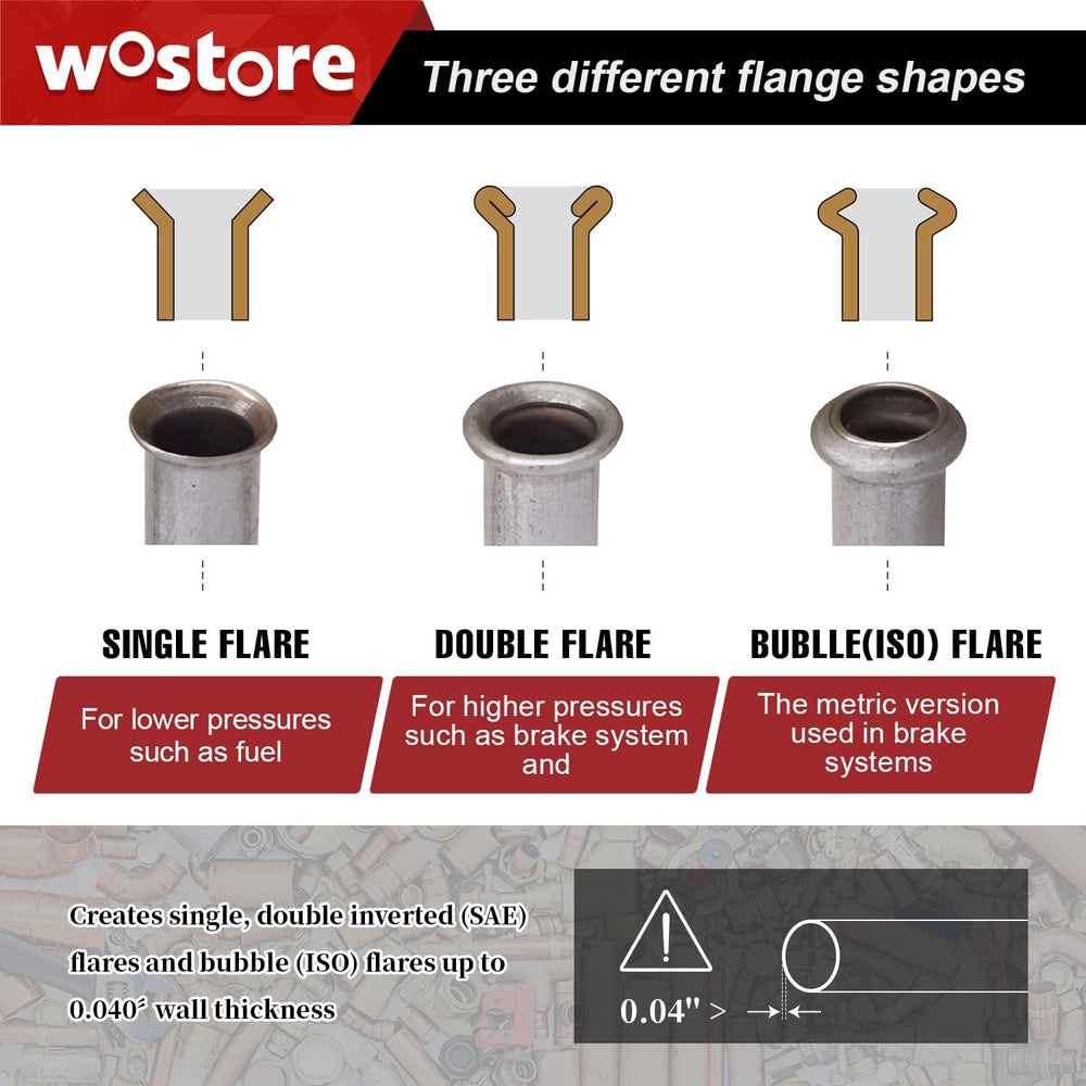 Brake Line Flare Kit, SAE Double & ISO Bubble, 7 Dies 3/16-5/8"