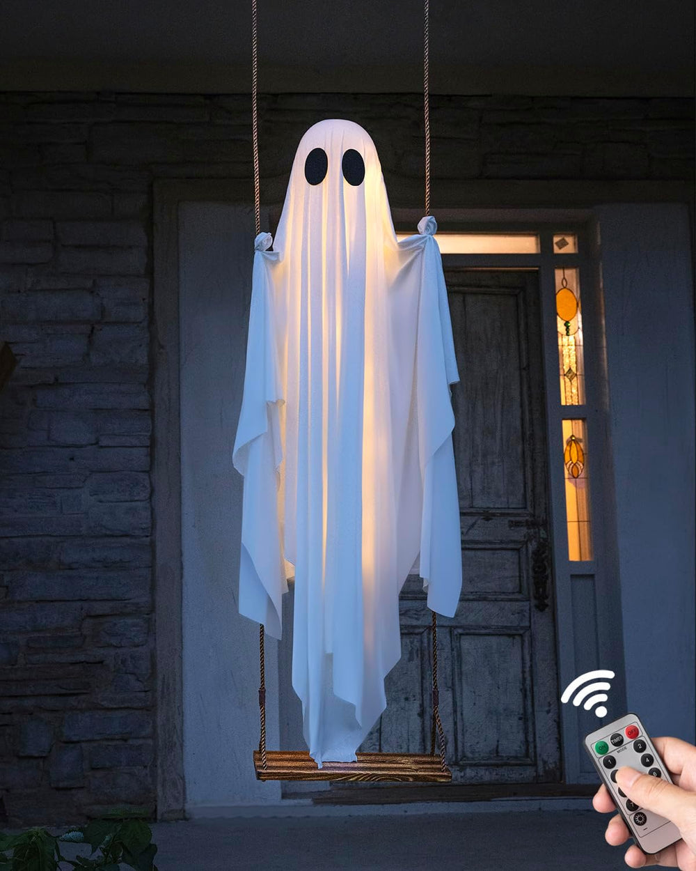Halloween Decorations Outdoor - 5 FT Large Hanging Swing Ghost Halloween Deco...