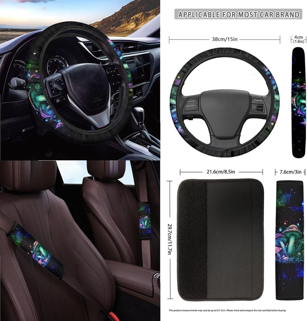 Wanyint Mushroom Galaxy 15 PCS Car Seat Covers Set for Men Women, Soft Seat P...