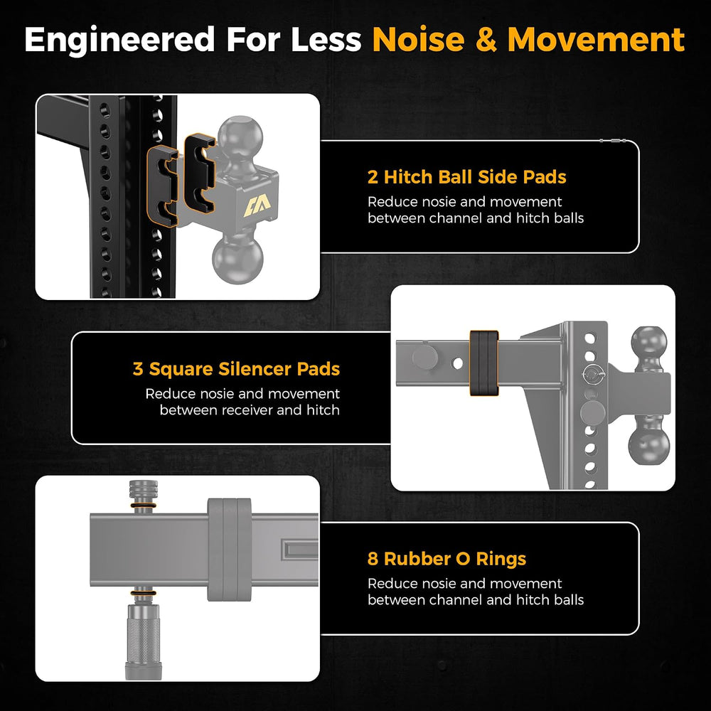 CAMMOO Adjustable Trailer Hitch for 2.5 inch Receiver 8inch Rise/Drop Hitch