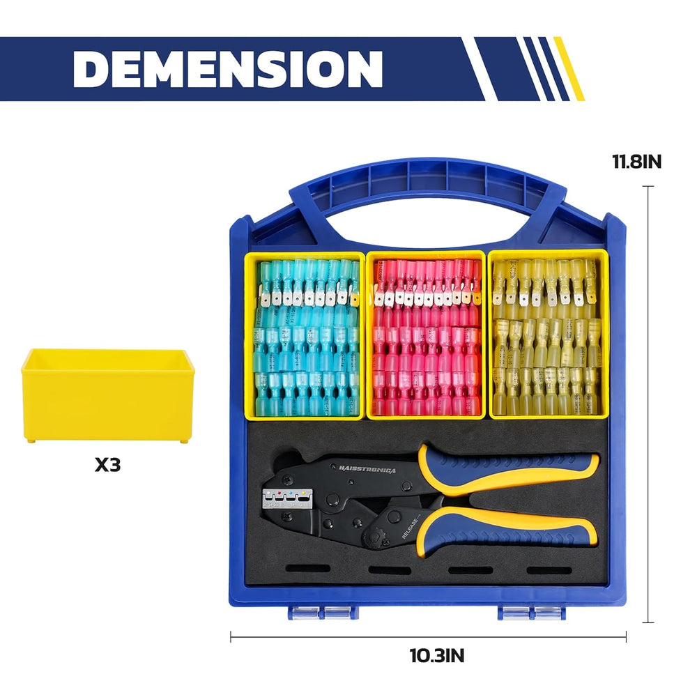 haisstronica 310PCS Heat Shrink Spade Connectors Set, 9" Wire Crimper