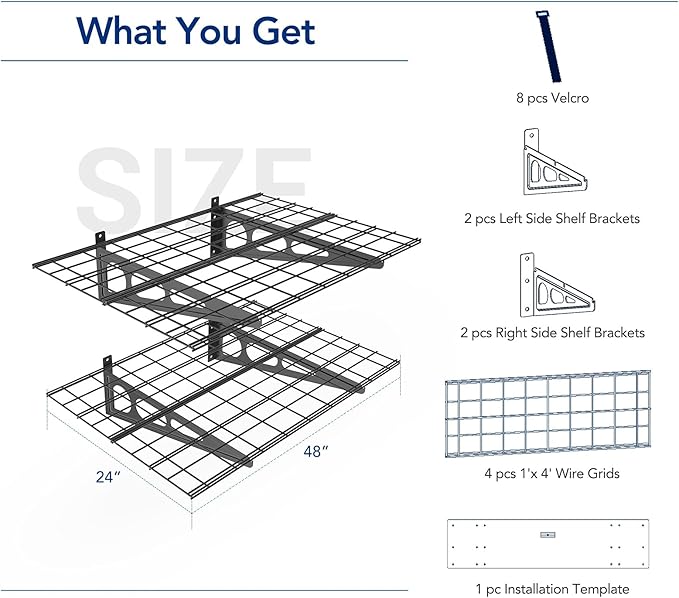FLEXIMOUNTS 2-Pack 2x4ft 24-inch-by-48-inch Wall Shelf Garage Storage Rack Wall
