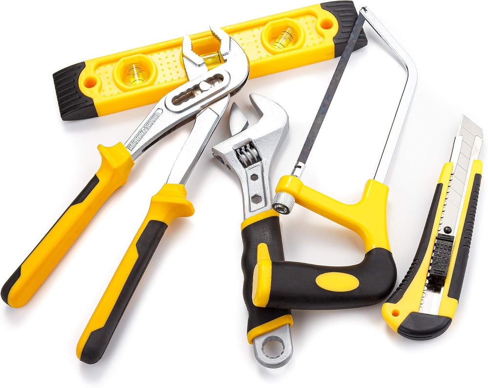 CARTMAN 218-Piece Household Tool Set, Yellow Home Repair Kit With Tool Case