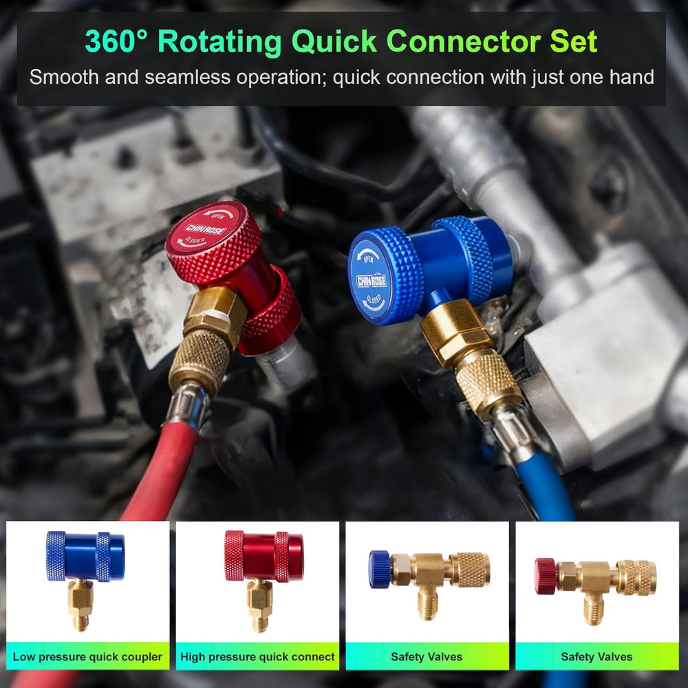 4 Way Ac Manifold Gauge Set, for R410A R134a R1234yf AC Repair