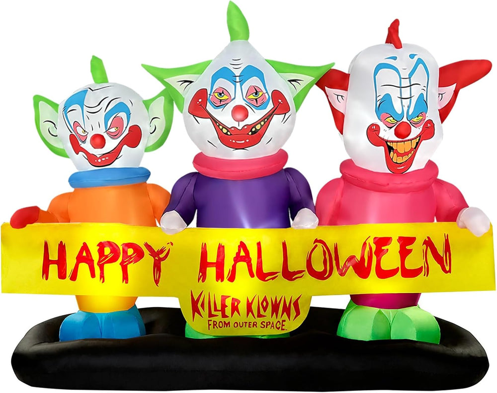 BLOWOUT FUN 6ft Long Halloween Inflatable Three Killer Clowns Decoration