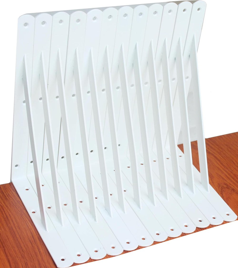 12 Pack L12 x H 8" White Heavy Duty Shelf Brackets with Screws Metal She...