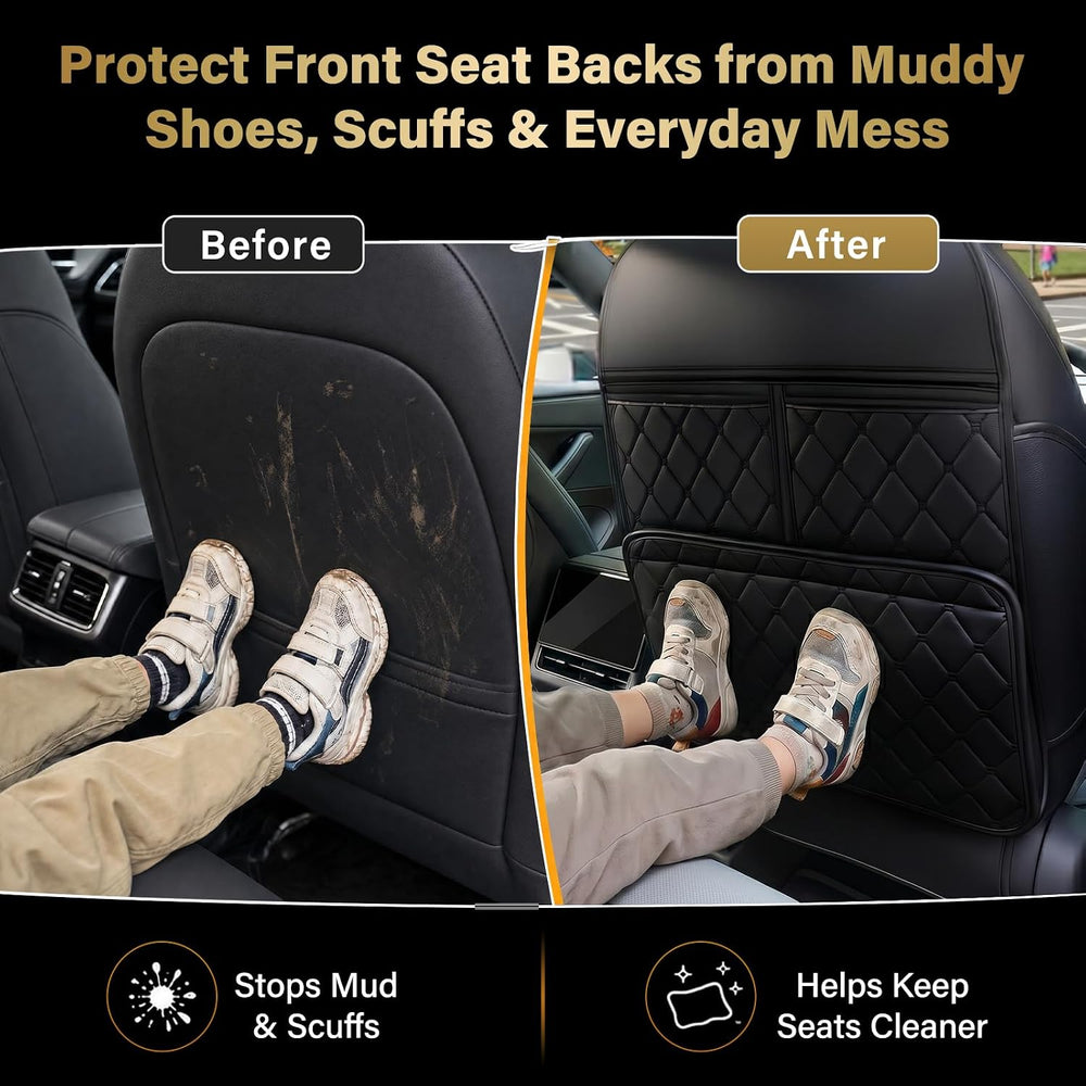 2 Pack Seat Back Protector Kick Mats, Premium Interior Look