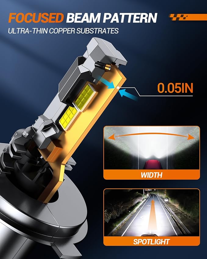 SEALIGHT H4 Fog Bulb 40000LM 6500K Cool White 52W High Power Error-Free (2 Pack)