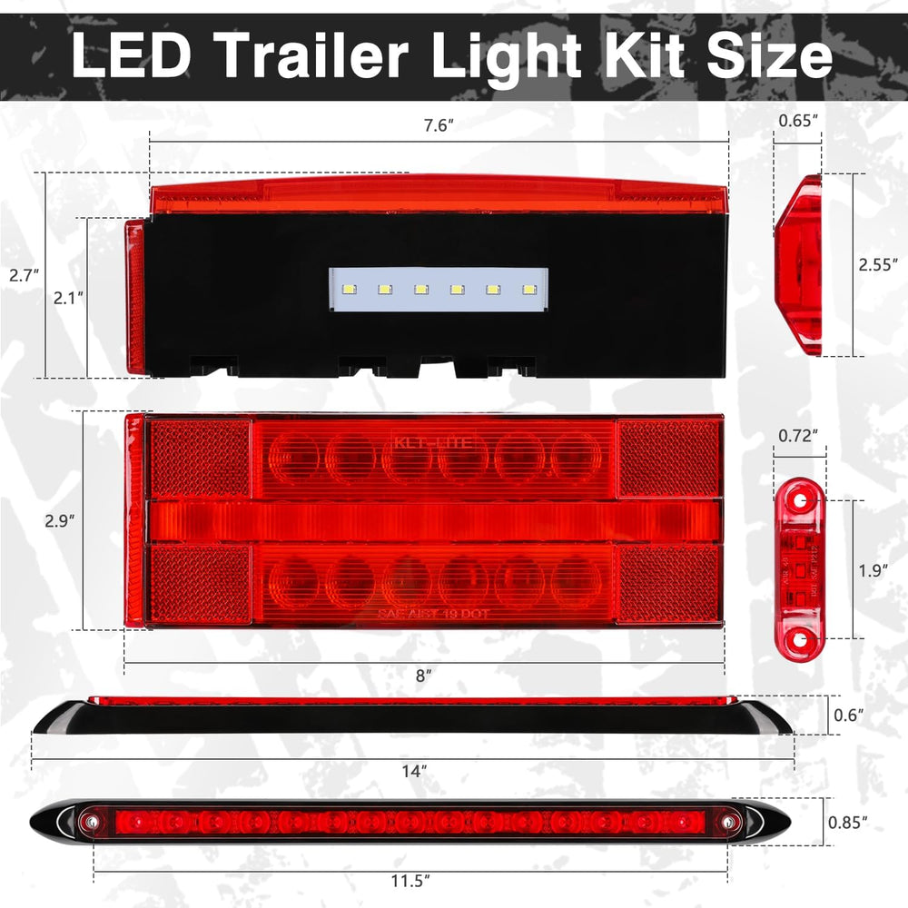 LED Submersible Rectangular Trailer Tail Light Kit, Super Bright Brake Stop T...