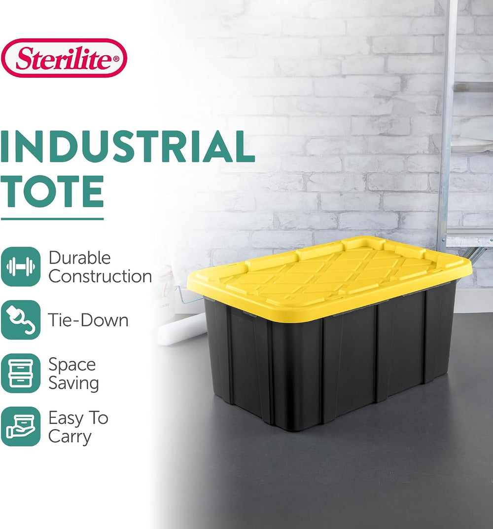 Sterilite Industrial Storage Tote with Lids for Garage, 17 Gallon, 12-Pack
