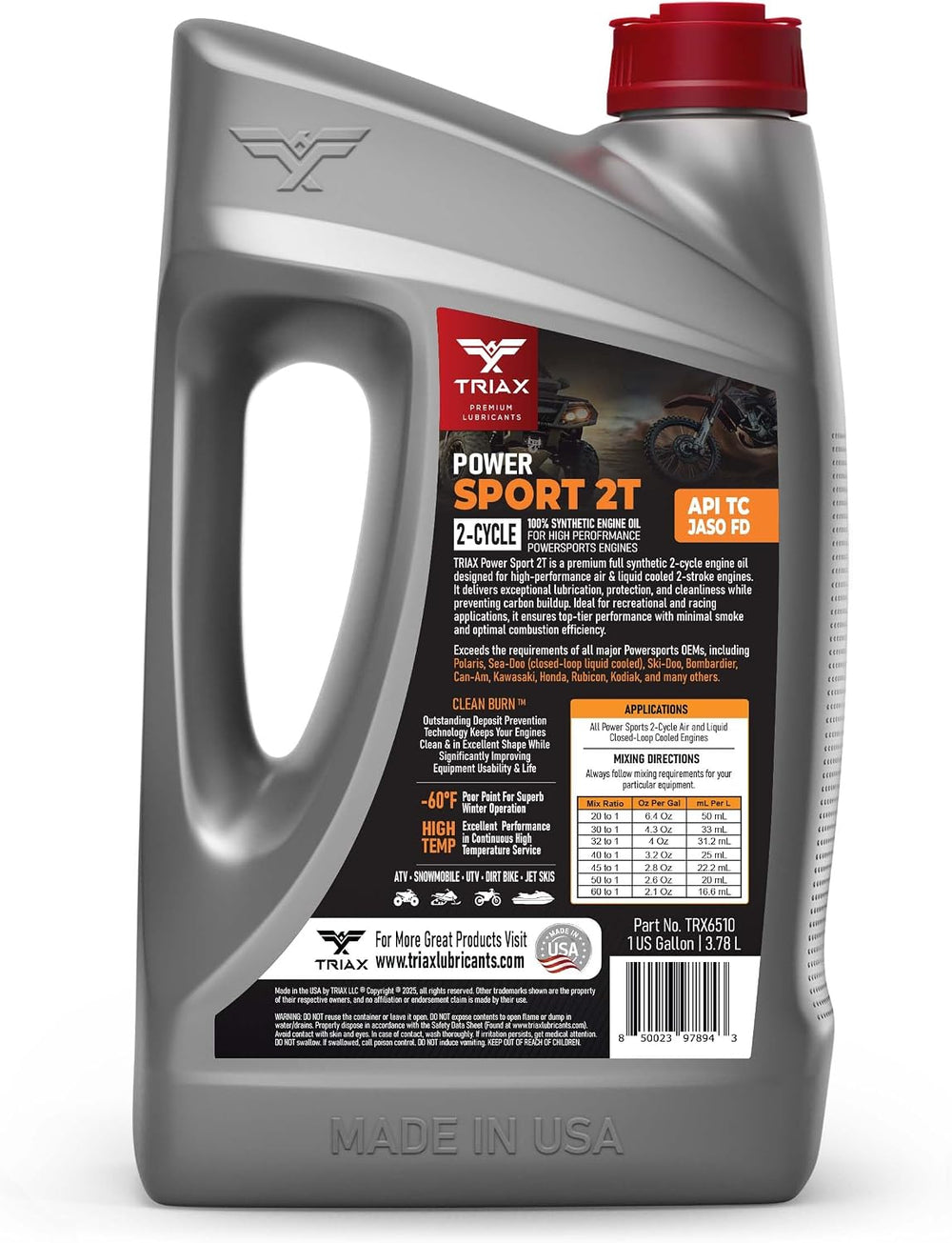 TRIAX Power Sport 2T Full Synthetic, All Season, 2 Cycle Engine Oil | For Pow...