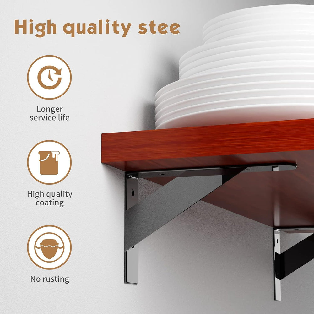 12 Pack L16 x H 10" Heavy Duty Shelf Brackets with Screws Wall Shelf Bra...