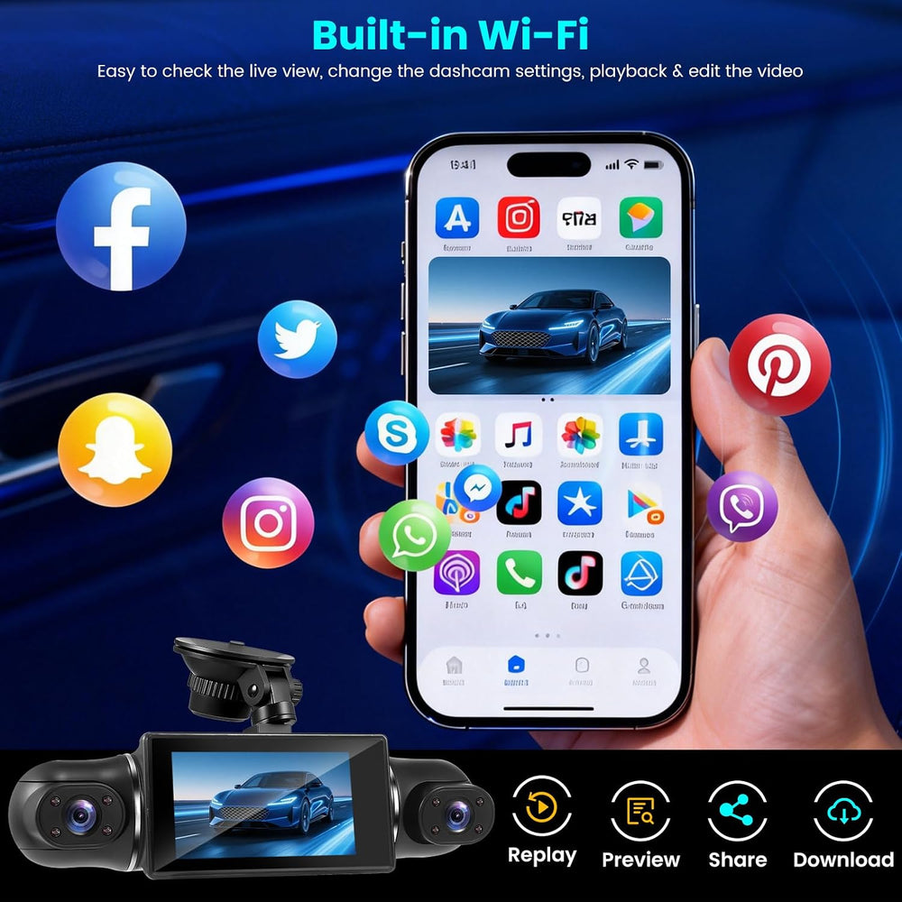 4 Channel Dash Cam 360ยฐ View Front Rear Inside & Left Right,Dash Camera F...